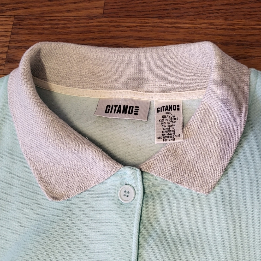 AWESOME 1980's GITANO Pullover Sweater Light Blue & Gray Size XL - Picture 8 of 10